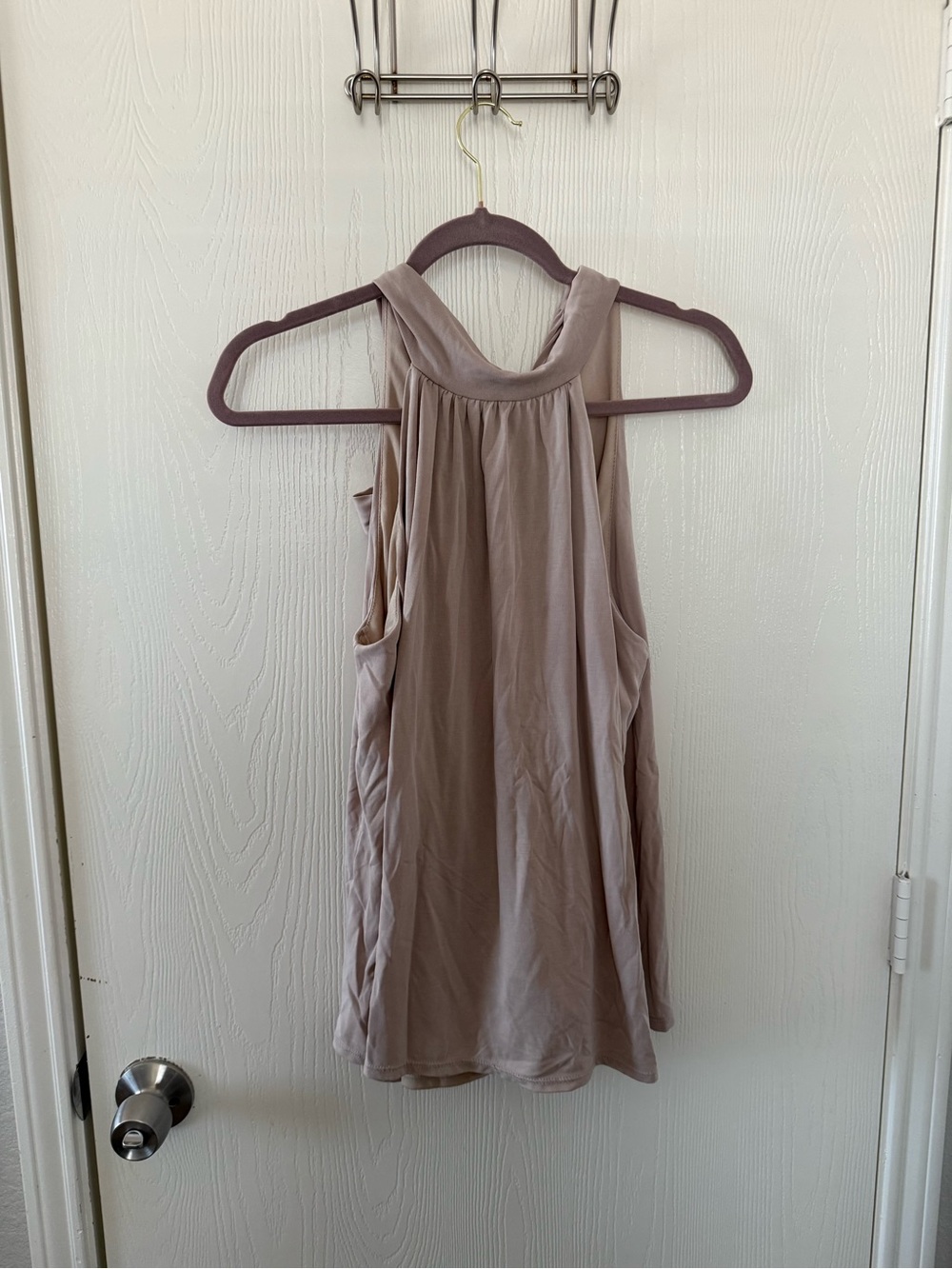 Women’s Sleeveless Halter Tank Top - Taupe
